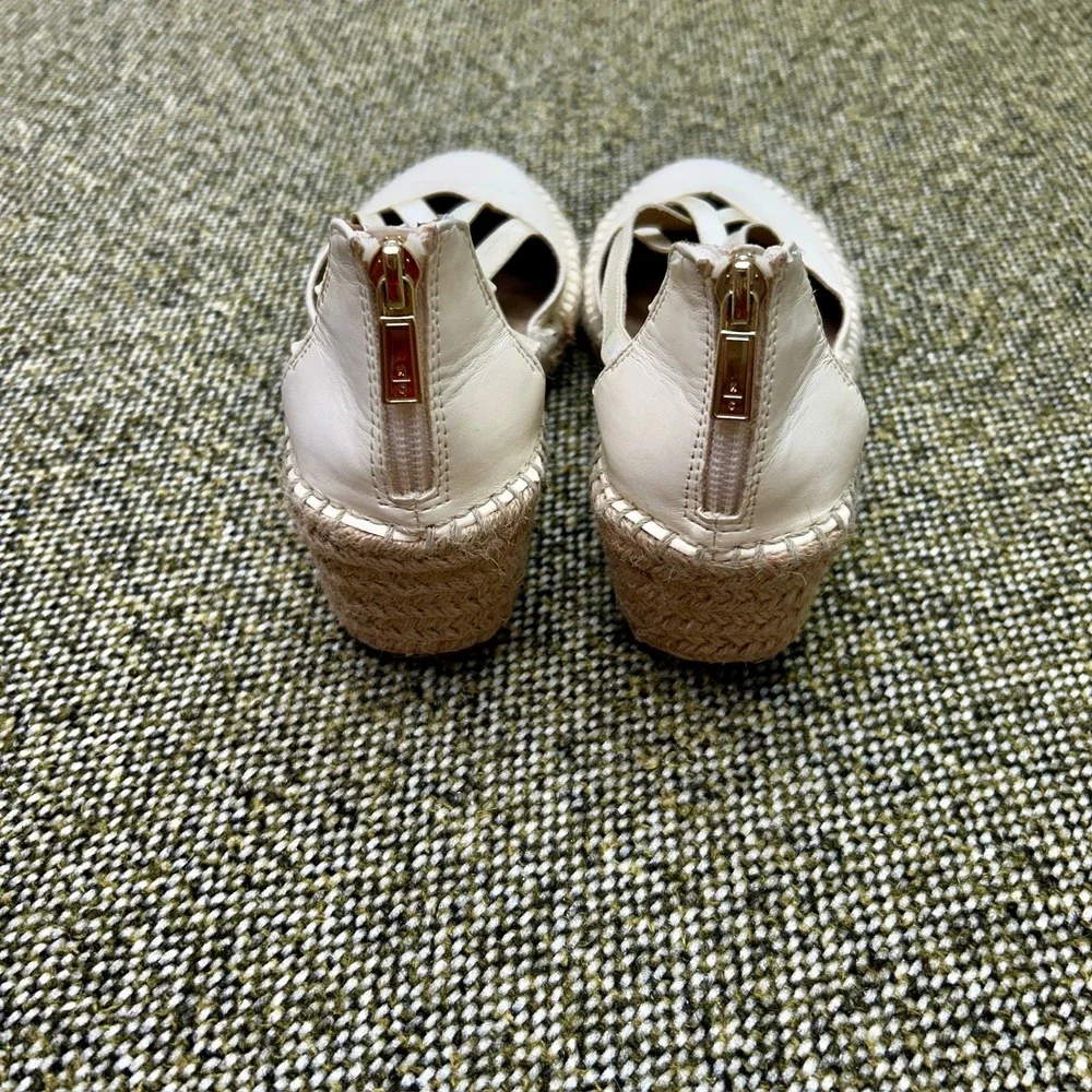 Kenneth Cole Reaction Elastic Wedge Women 6 White Strappy Espadrille